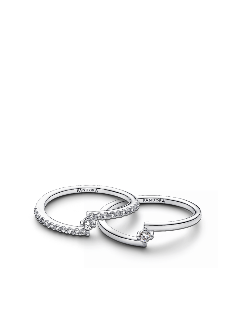Sparkling Split Solitaire Pavé Ring Stack