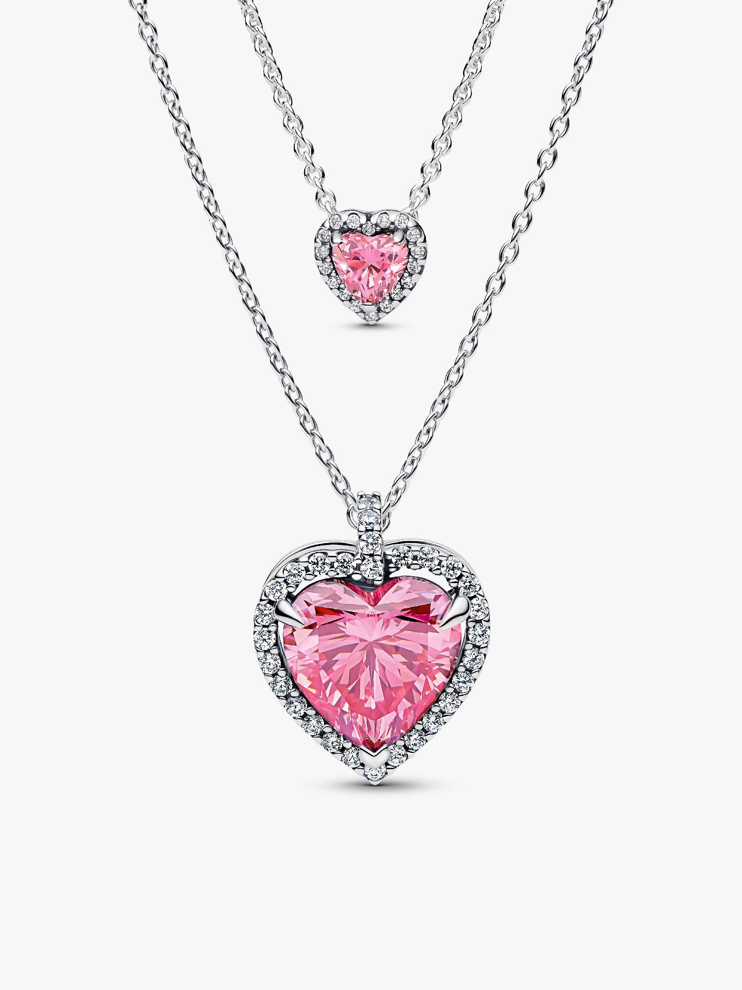 Pink Elevated Hearts Necklace Layering Set
