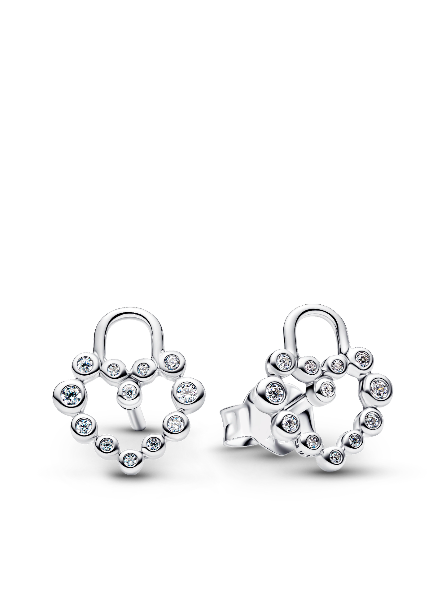 Женские серьги Pandora Sparkling Heart Padlock, цвет: Серебро — фото 1