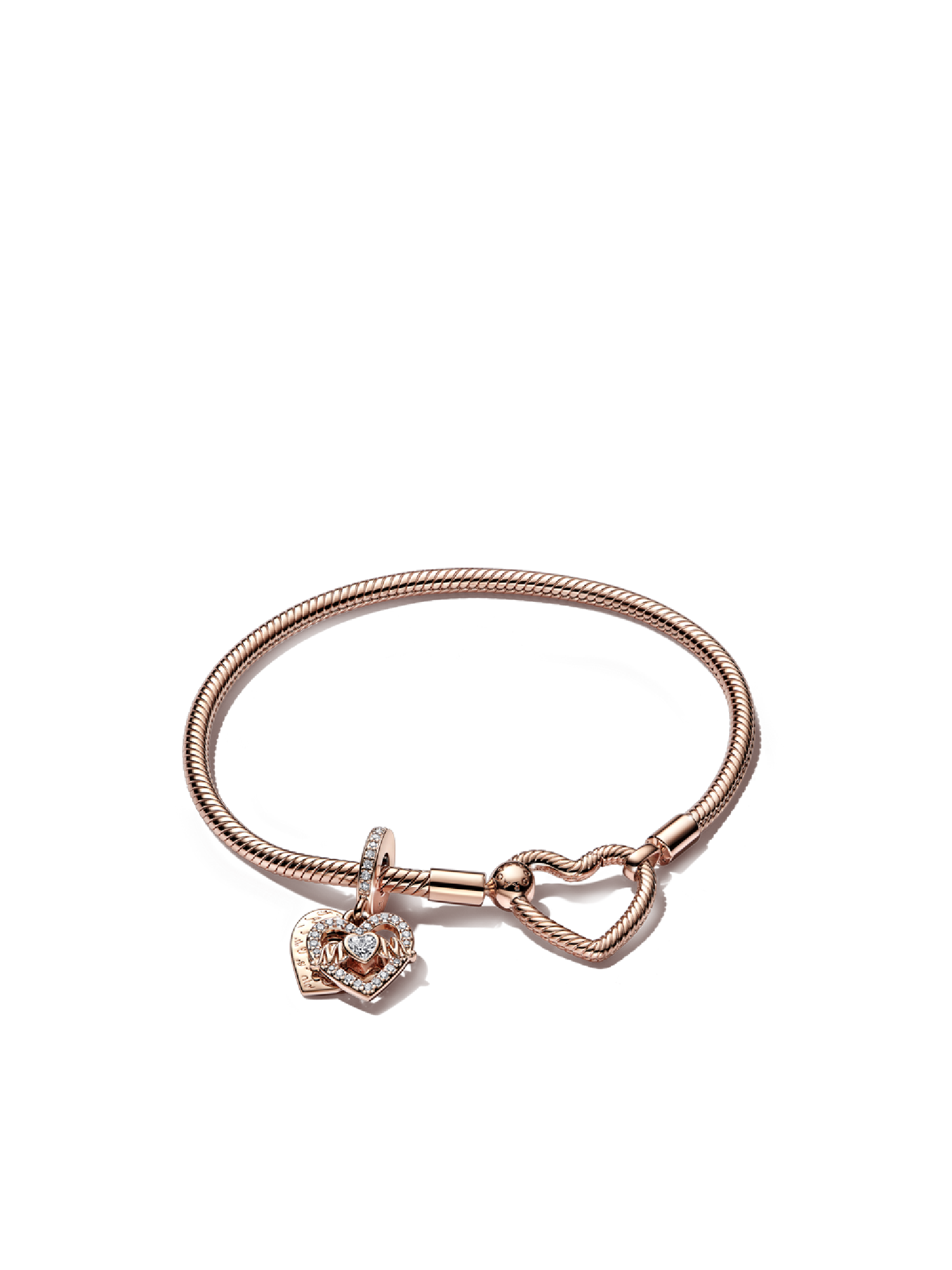 Heart & Mom Dangle Charm & Bracelet Set