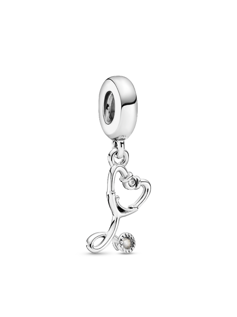 Женский шарм Pandora Stethoscope Heart Dangle Charm, цвет: Серебро