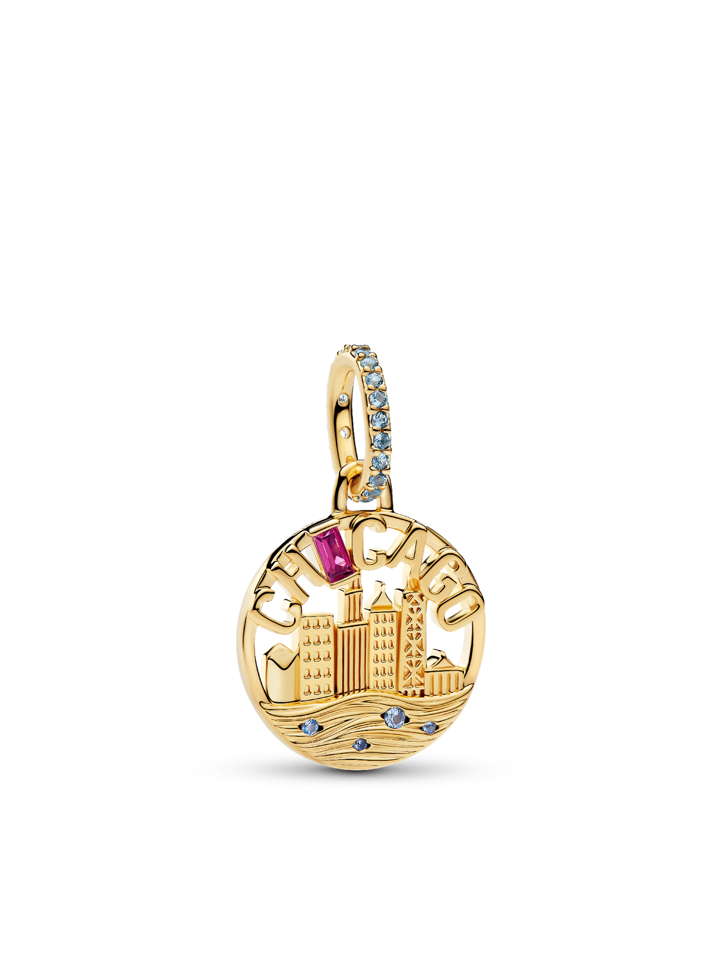 Женский шарм Pandora Chicago Skyline Dangle Charm, Gold plated, цвет: Позолоченный — фото 1