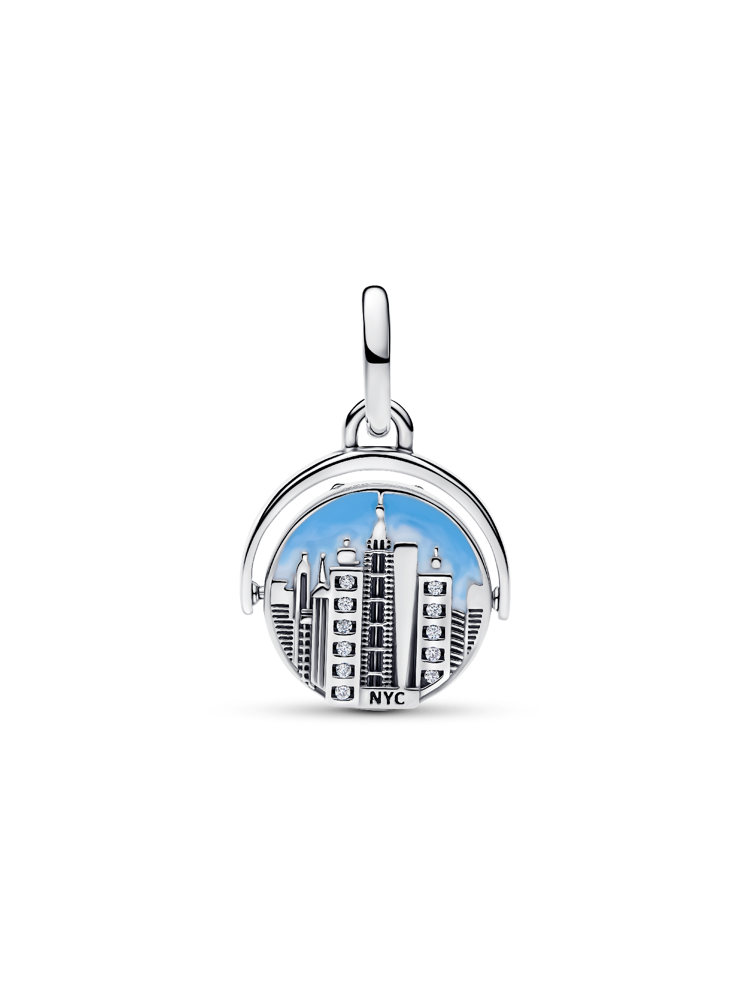 Spinnable New York Skyline Dangle Charm