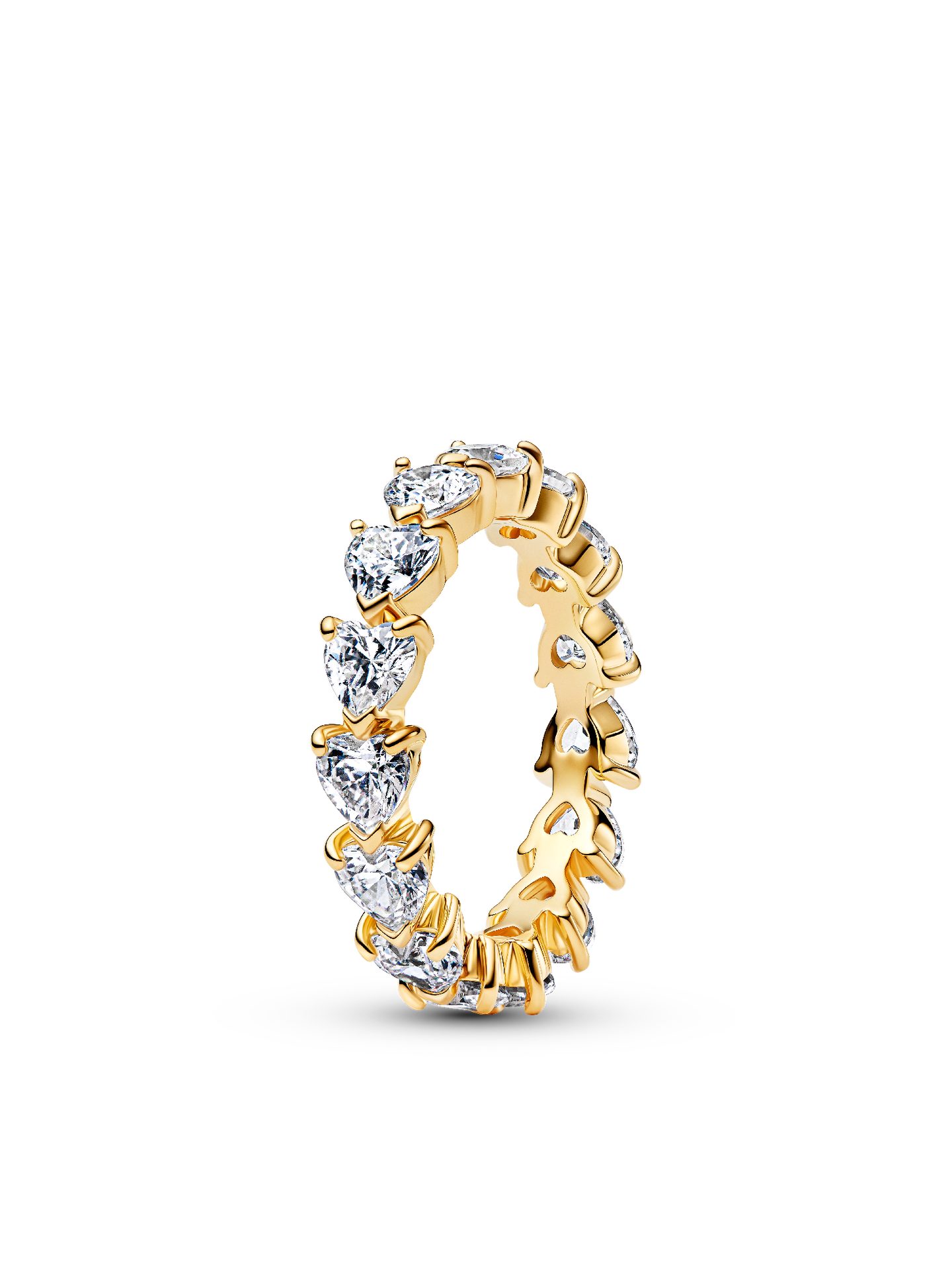 Женское кольцо Pandora Band of Clear Hearts, Gold plated, цвет: Позолоченный — фото 1