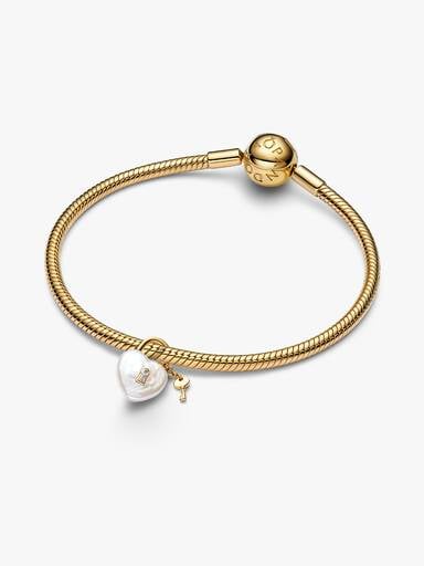 Treated Freshwater Cultured Baroque Pearl Padlock Dangle Charm