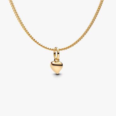 Mini Golden Heart Charm Necklace Set
