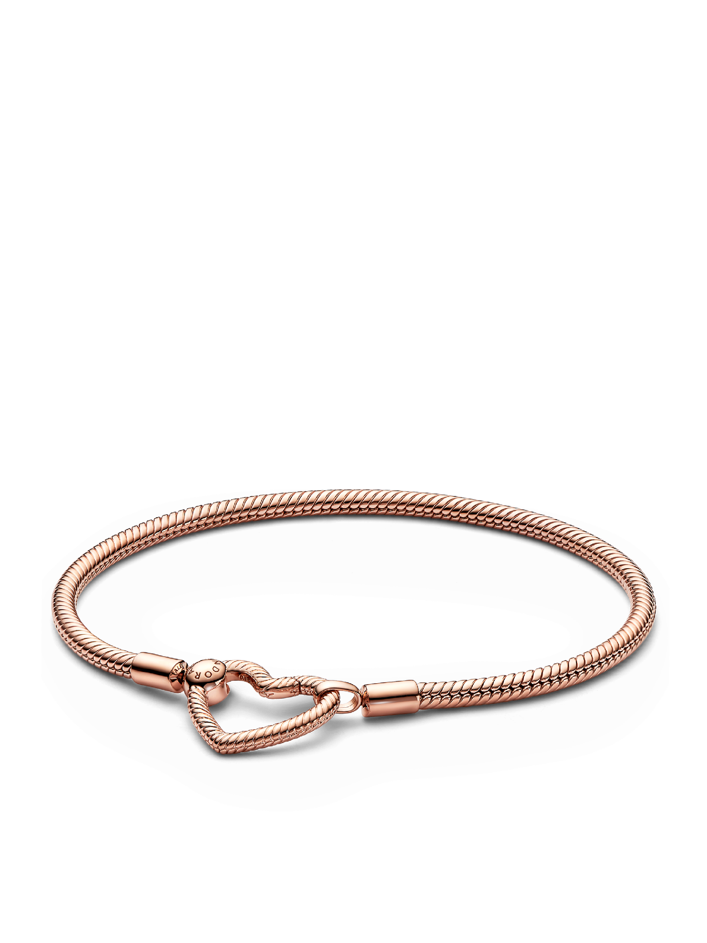 Женский браслет Pandora Moments Heart Closure Snake Chain, Rose gold plated, цвет: Покрытие розовым золотом — фото 1