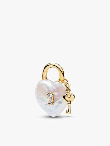 Baroque Pearl Padlock Charm Necklace set