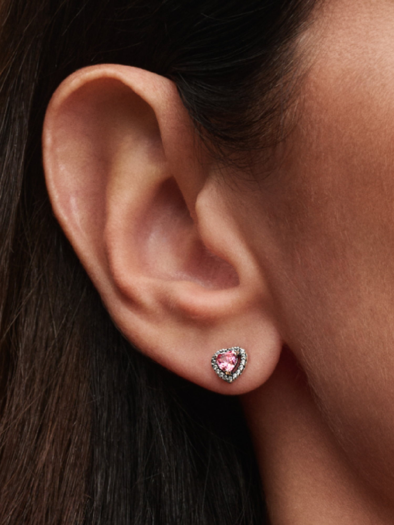 Elevated Pink Heart Stud Earrings | Sterling silver | Pandora US
