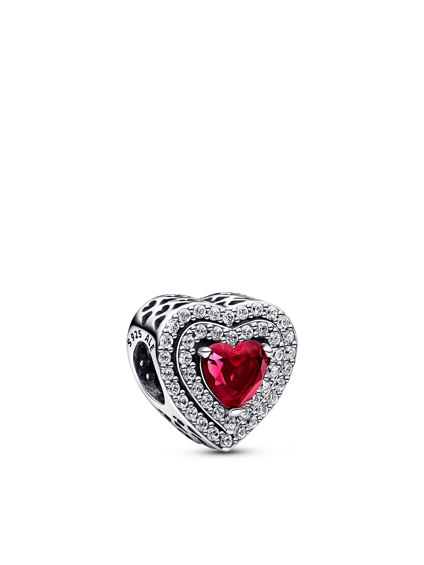 Женский шарм Pandora Sparkling Levelled Heart Charm, цвет: Серебро — фото 1