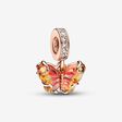 Pink & Yellow Murano Glass Butterfly Dangle Charm