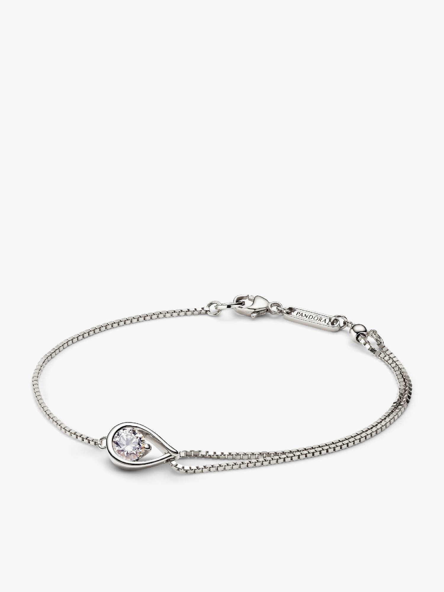 FINAL SALE - Pandora Infinite 14k White Gold Lab-grown Diamond Double Chain Bracelet