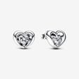 Radiant Heart & Floating Stone Stud Earrings