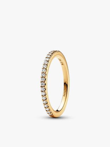 Playful Love Golden Elevated Heart Sparkling Band Ring Set