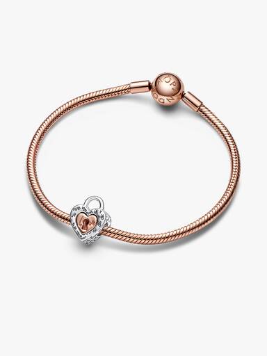 FINAL SALE - Two-tone Padlock Splittable Heart Charm