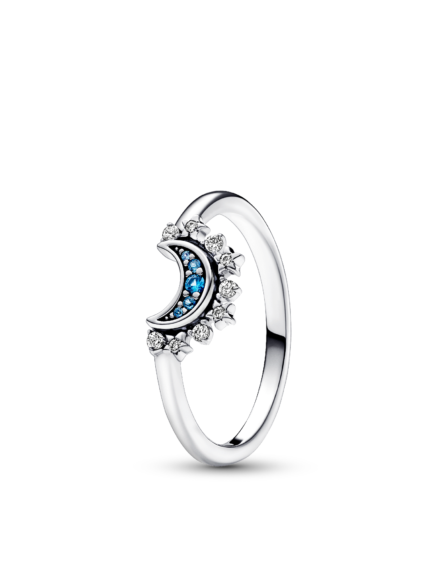 Женское кольцо Pandora Celestial Blue Sparkling Moon, цвет: Серебро — фото 1