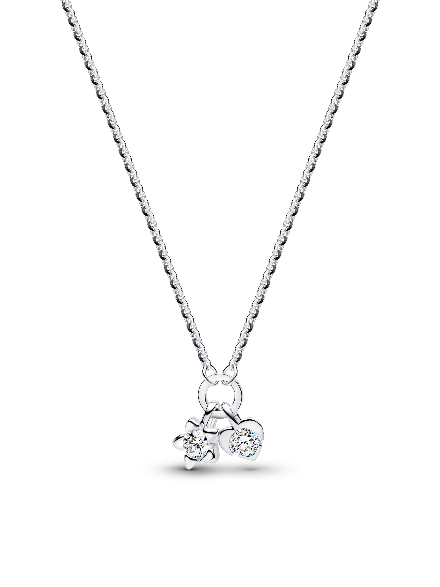 Женское колье Pandora Talisman Sterling Silver Lab-Grown Diamond Heart & Star Dangle Pendant, цвет: Серебро