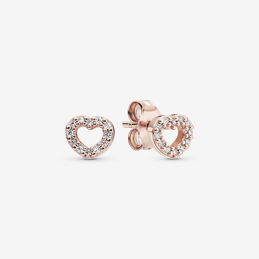 Heart Stud Earrings | Rose gold plated | Pandora US