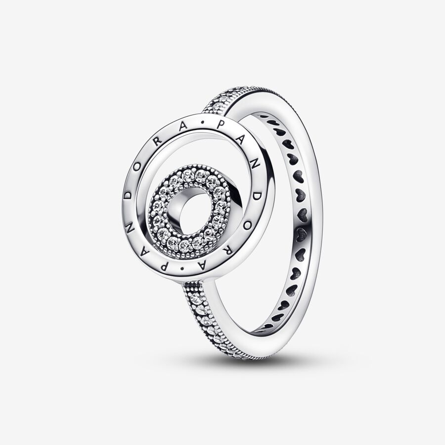 hartstochtelijk communicatie Verlammen Pandora Signature Logo Circles Pavé Ring | Sterling silver | Pandora US