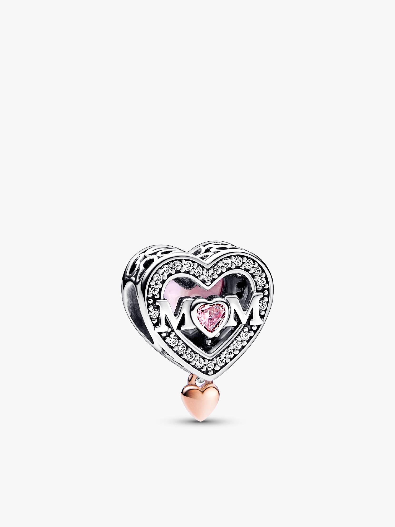 Two-tone Openwork Mom & Heart Charm
