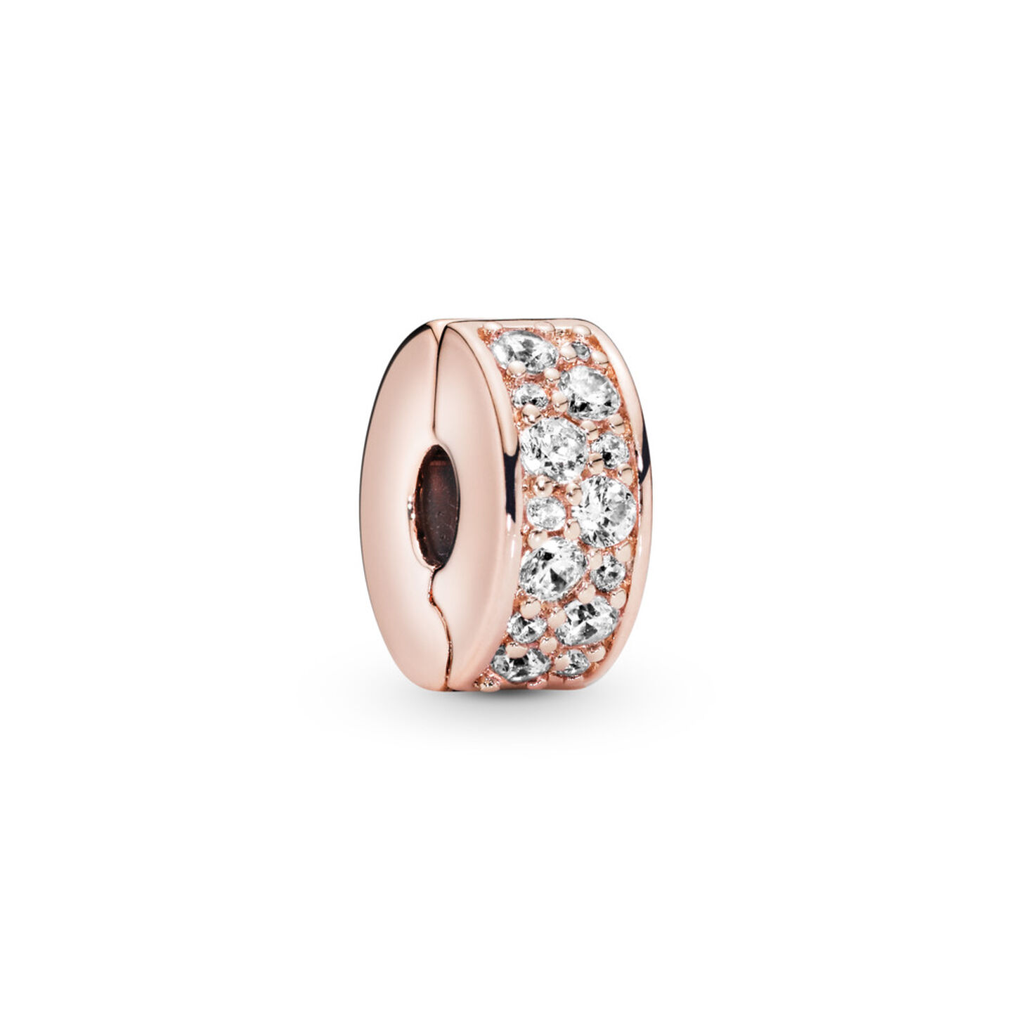 Женский шарм Pandora Clear Pavé Clip Charm, Rose gold plated, цвет: Покрытие розовым золотом — фото 2