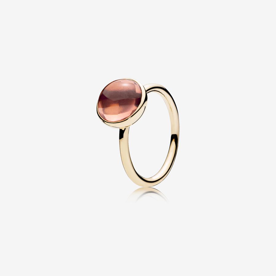 FINAL SALE - Poetic Droplet Ring, 14K Gold & Blush Pink Crystal image number 0