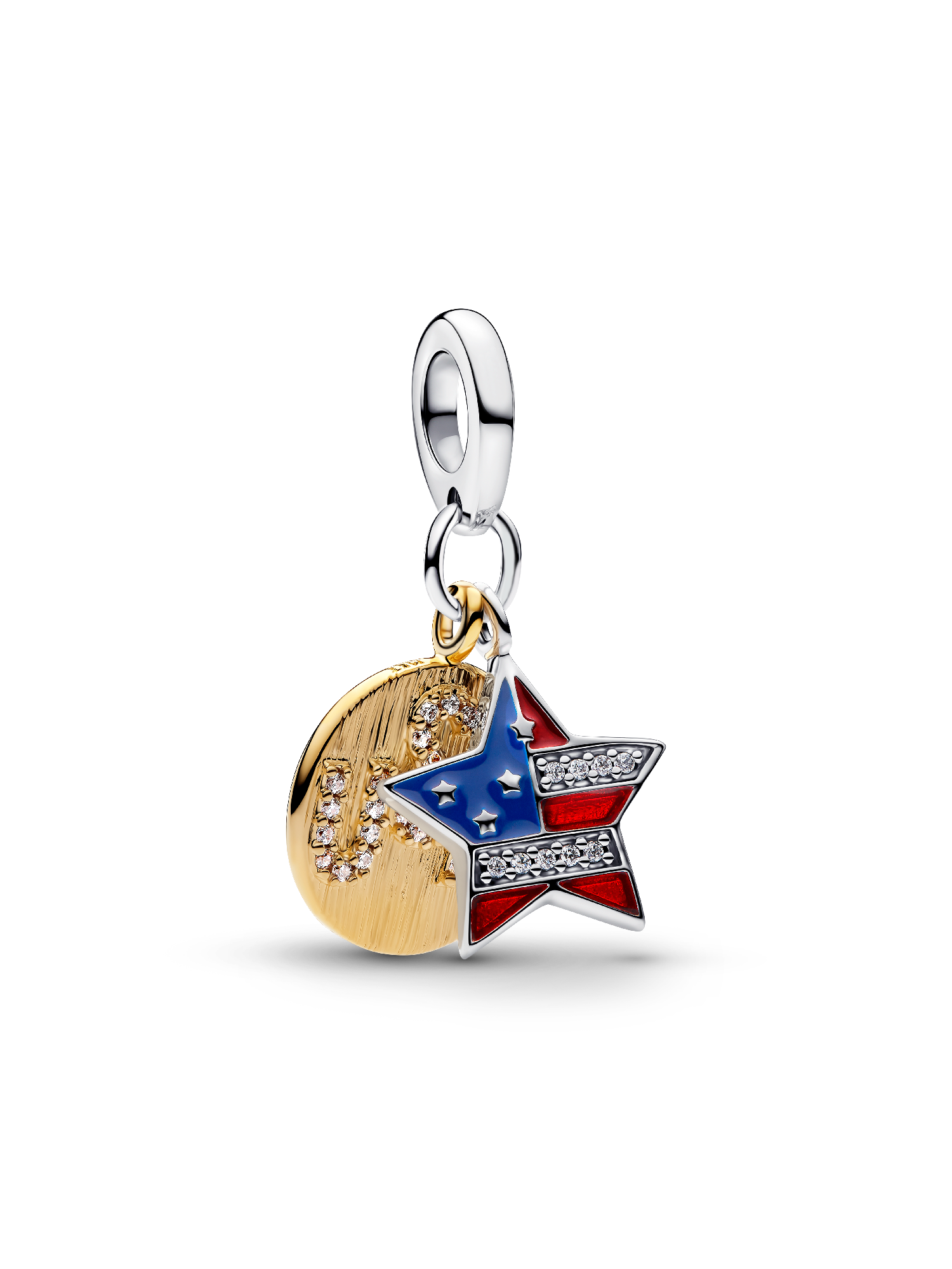 USA Flag Star Double Dangle Charm