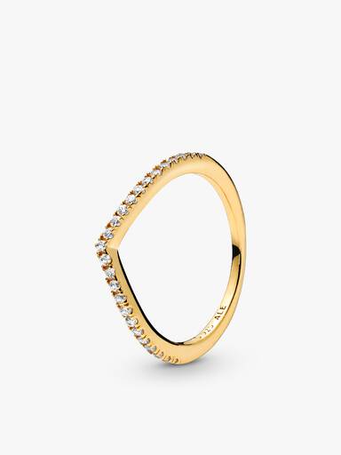 Playful Love Golden Elevated Heart Wishbone Ring Set