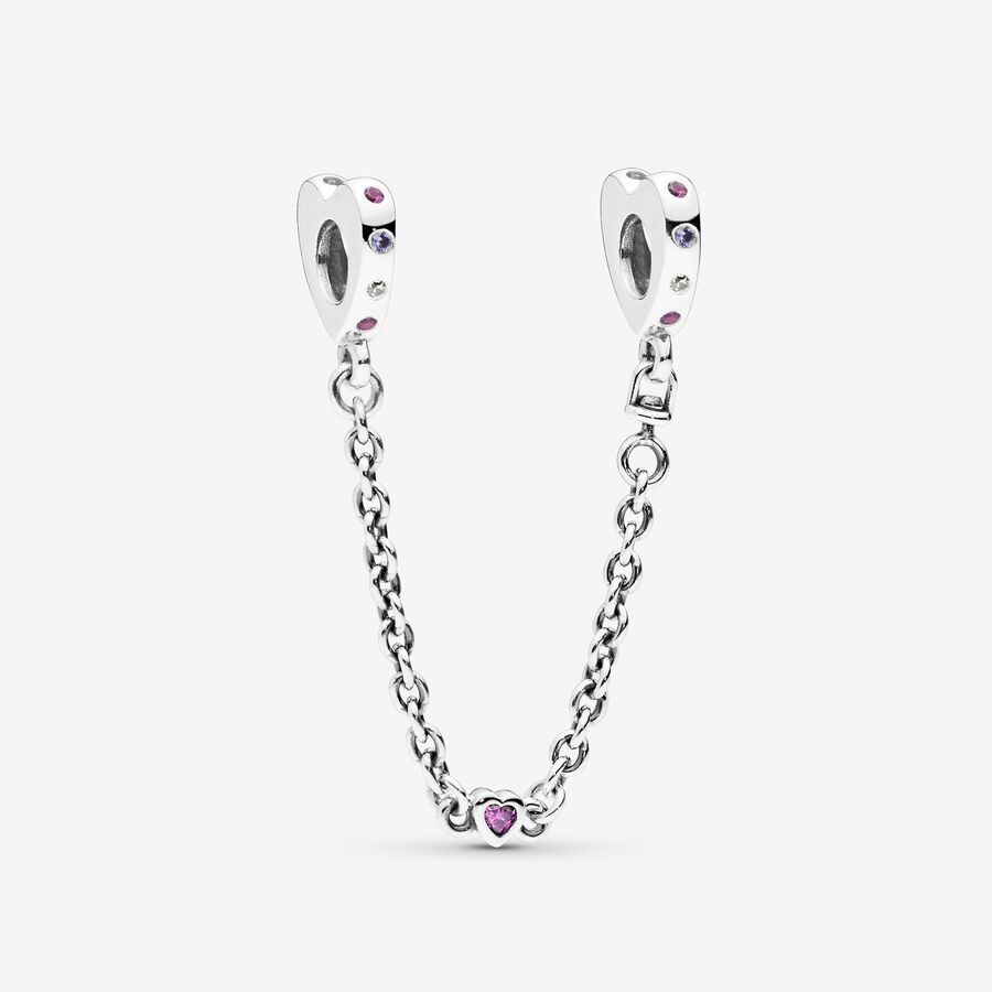 FINAL SALE - Bright Hearts Safety Chain, Pink Crystals image number 0