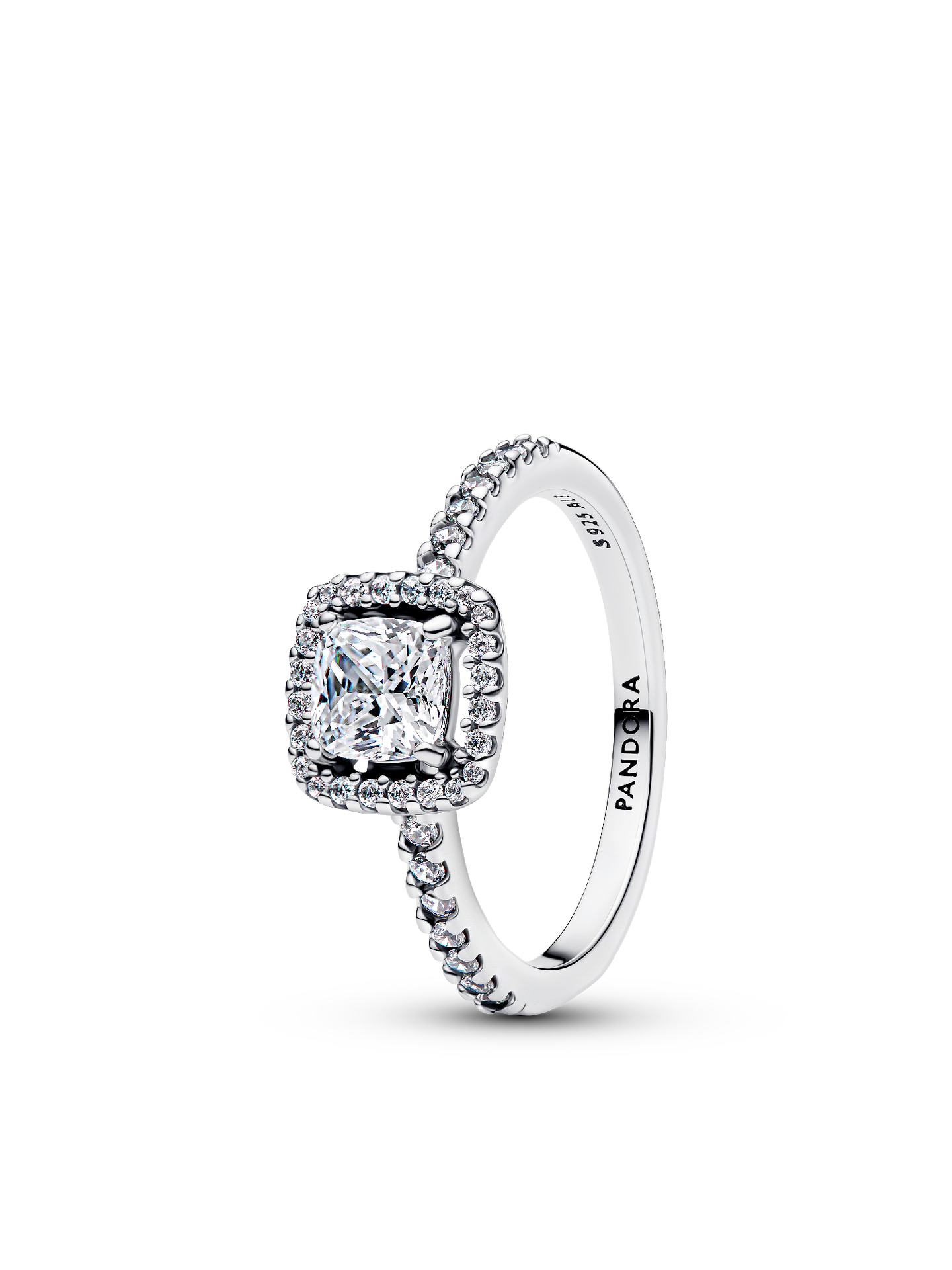 Женское кольцо Pandora Sparkling Square Halo, цвет: Серебро — фото 1