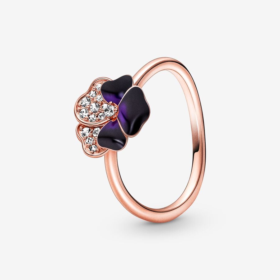 Deep Purple Pansy Flower Ring image number 0