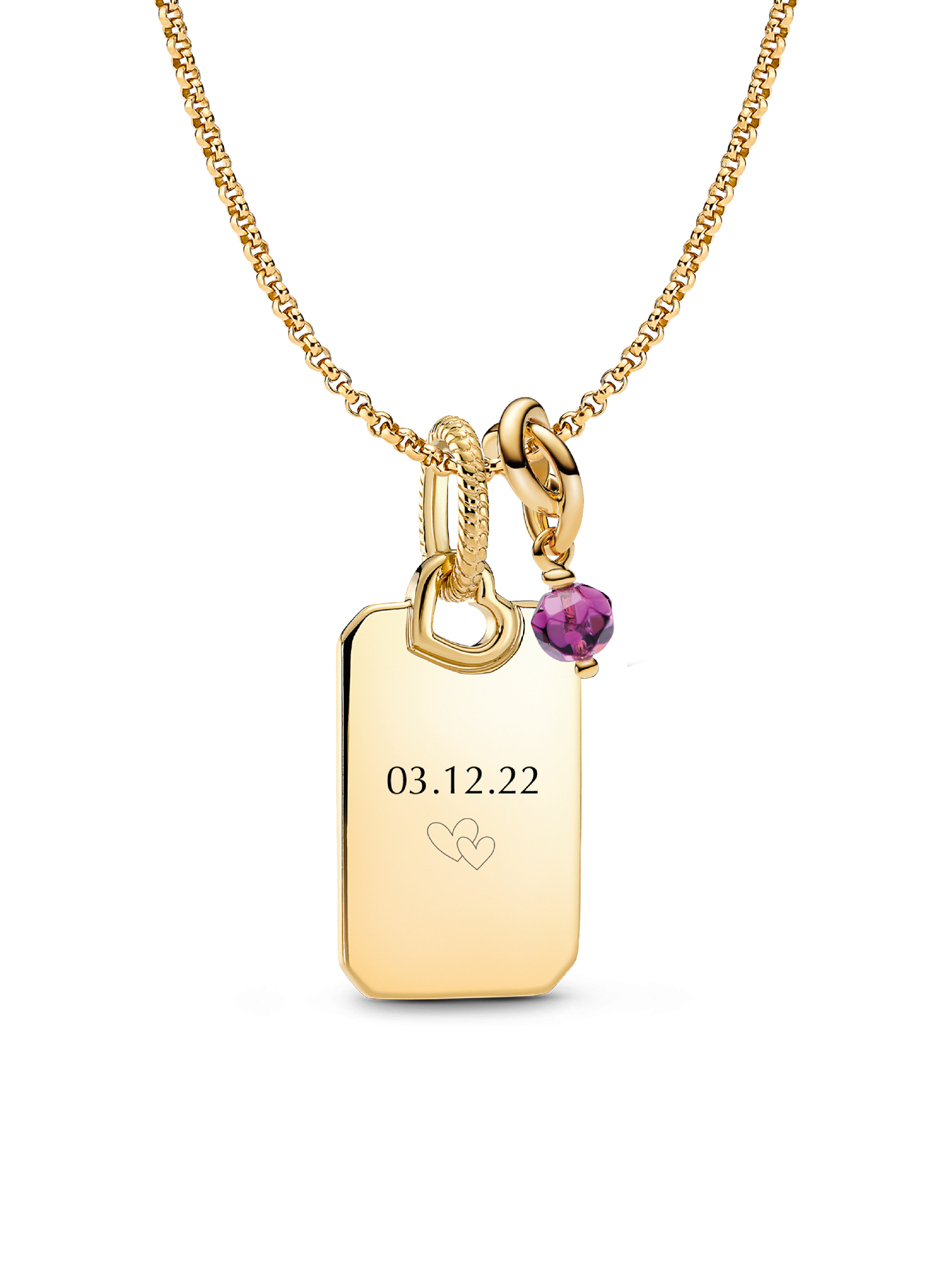 February Engravable Dangle Charm Necklace Set