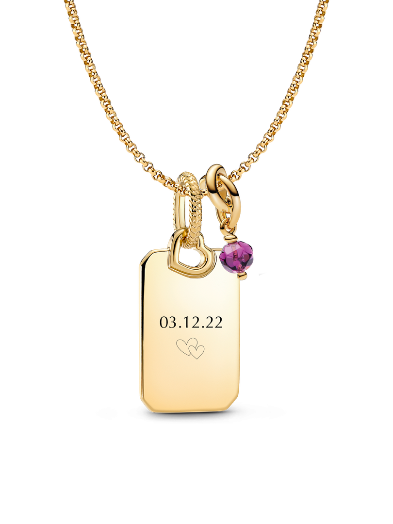 February Engravable Dangle Charm Necklace Set