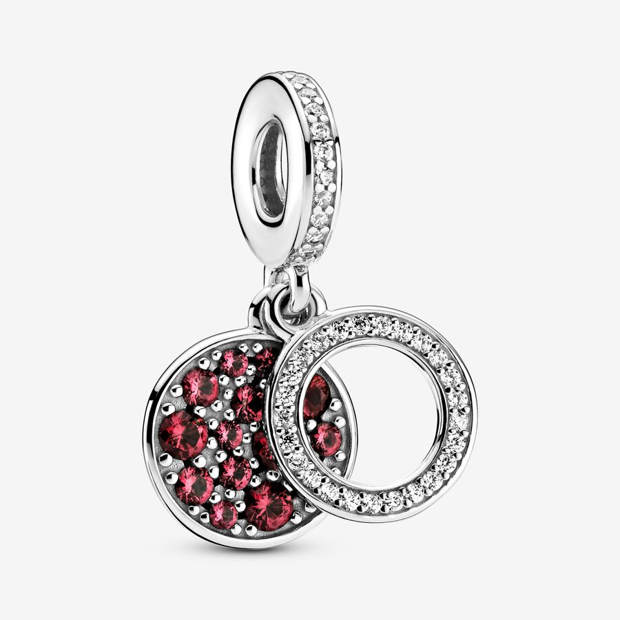 FINAL SALE - Sparkling Red Disc Double Dangle Charm image number 0