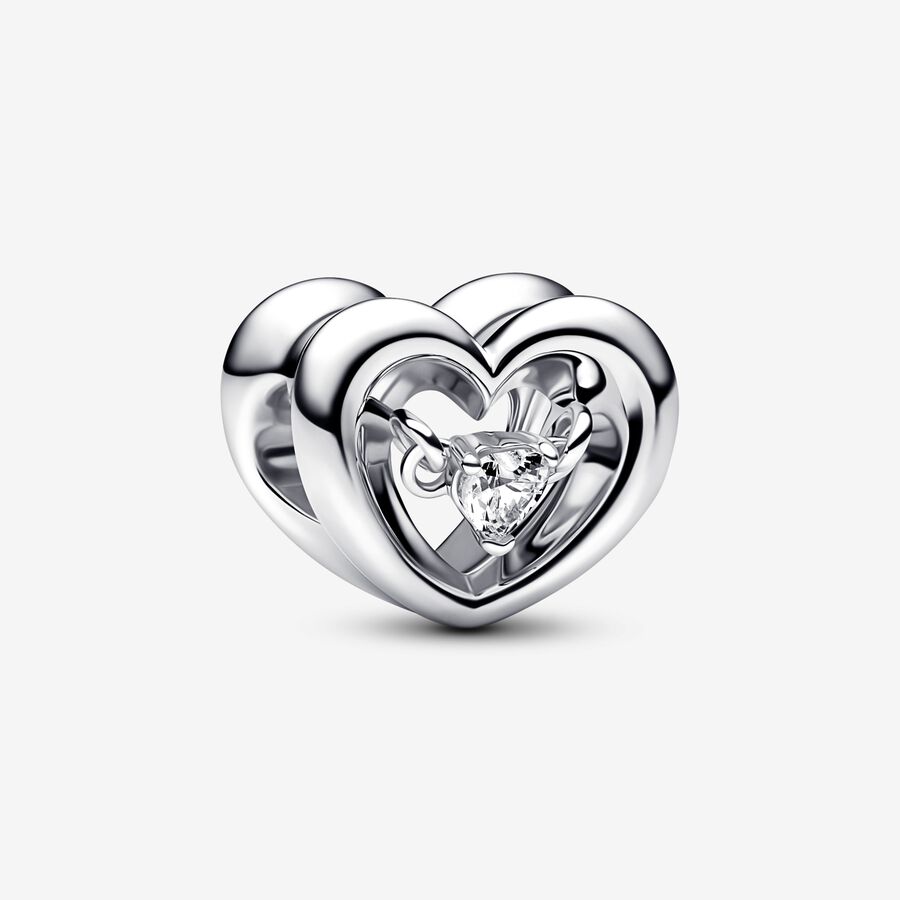 Heart Floating Stone Charm | Sterling silver | US