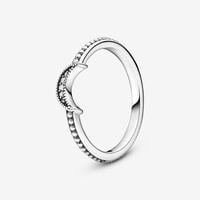 Crescent Moon Beaded Ring | Sterling silver | Pandora US