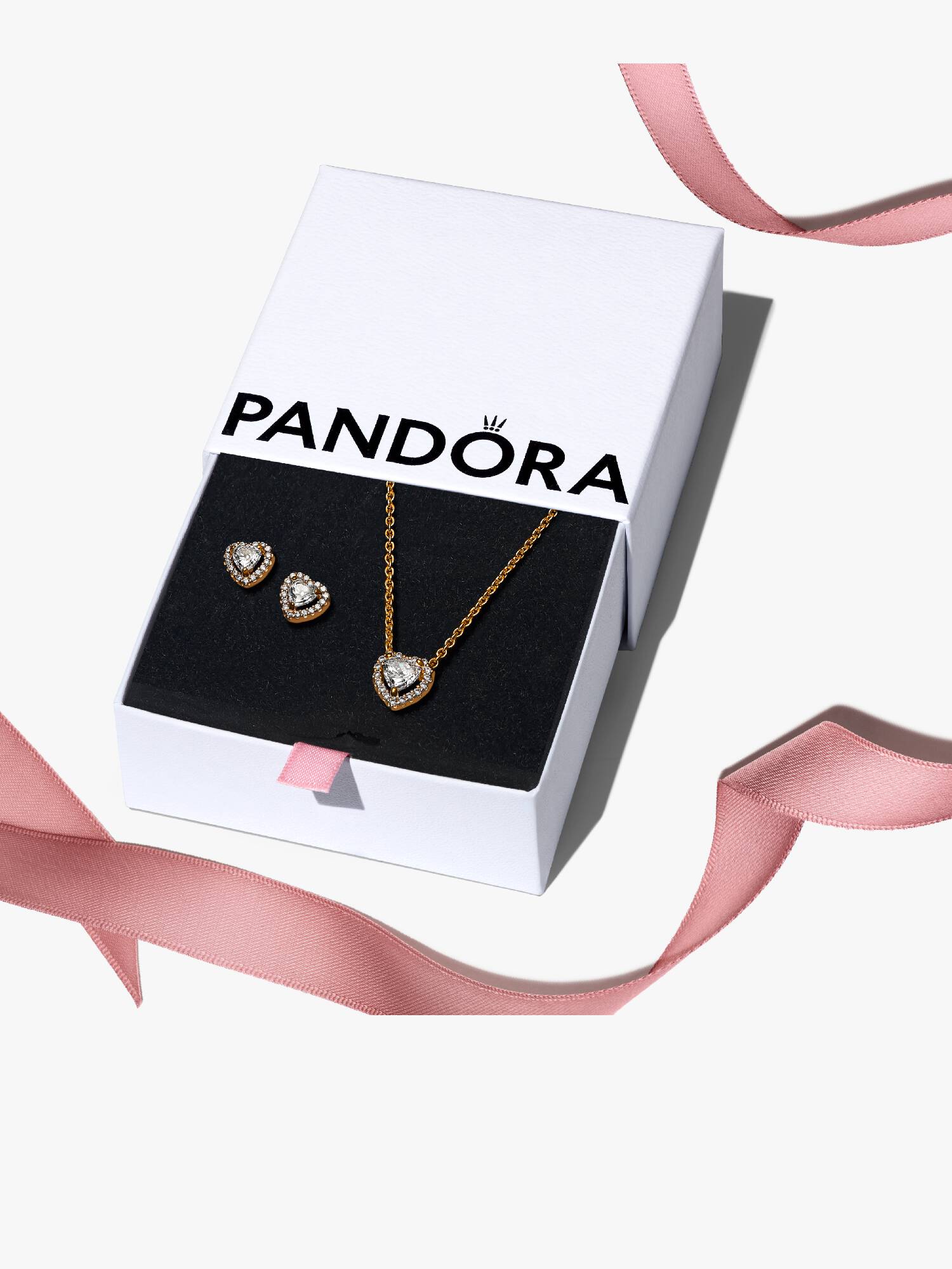 Golden Elevated Heart Jewelry Gift Set