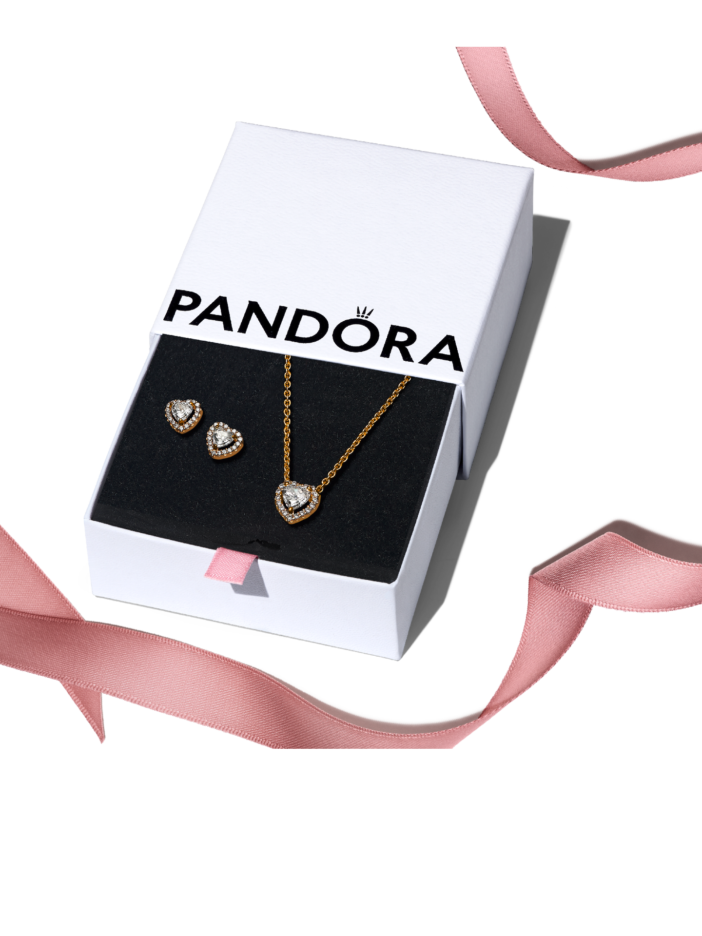 Женские украшения Pandora Golden Elevated Heart Jewelry Gift Set, цвет: Позолоченный — фото 1