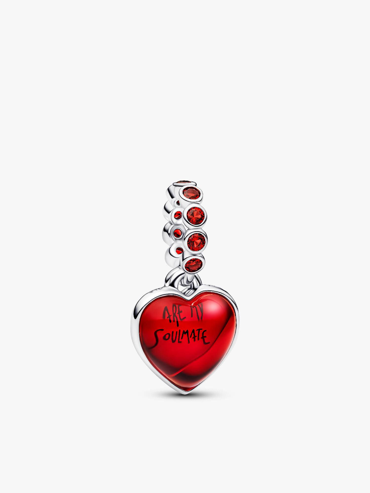 Red Murano Glass Heart Double Dangle Charm