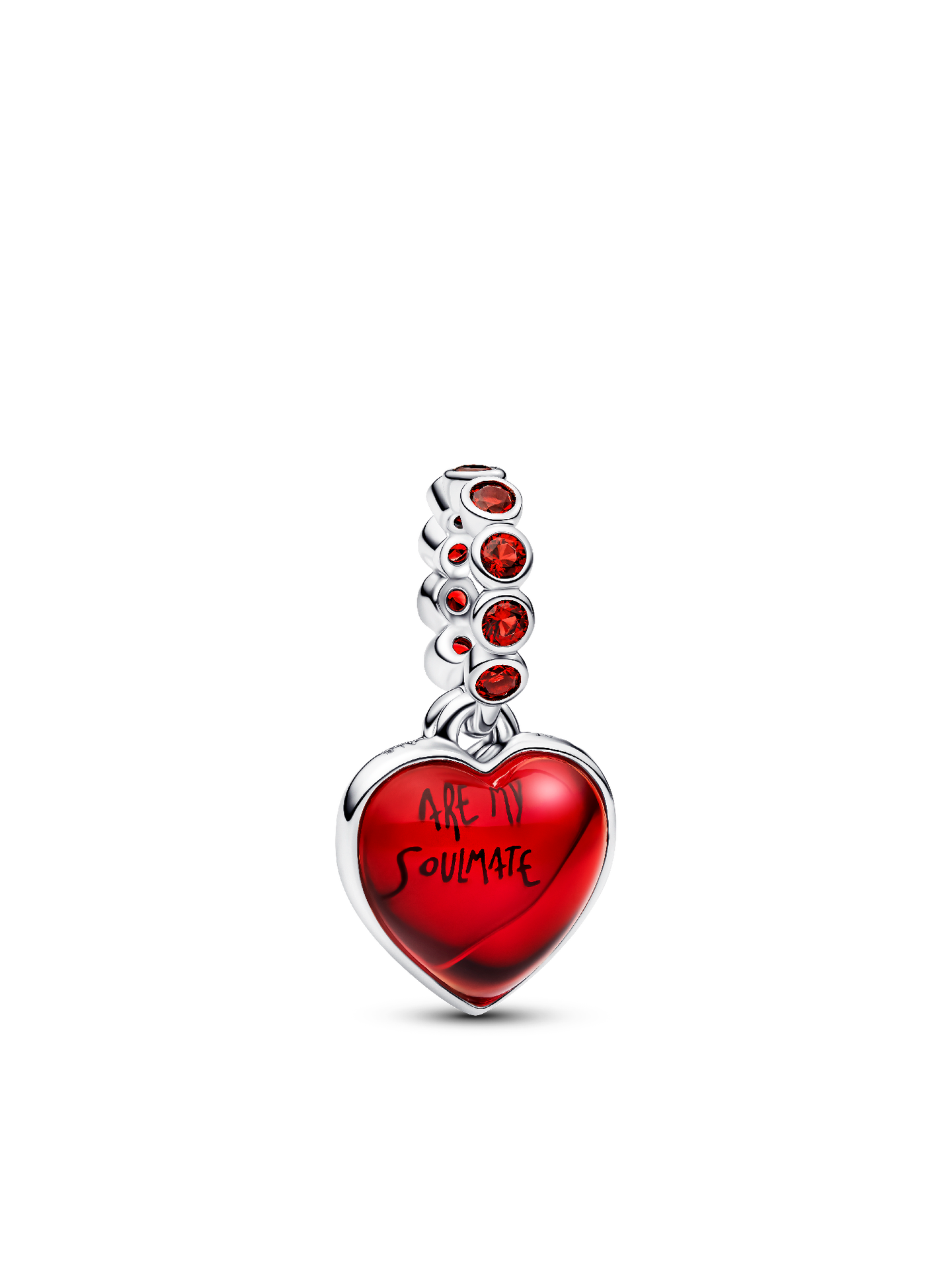 Женский шарм Pandora Red Murano Glass Heart Double Dangle Charm, цвет: Серебро