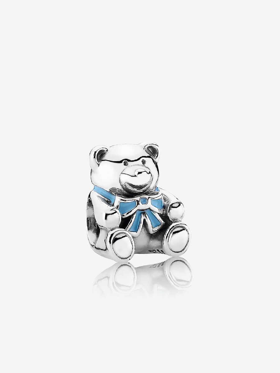 "It's A Boy" Teddy Bear Charm, Blue Enamel