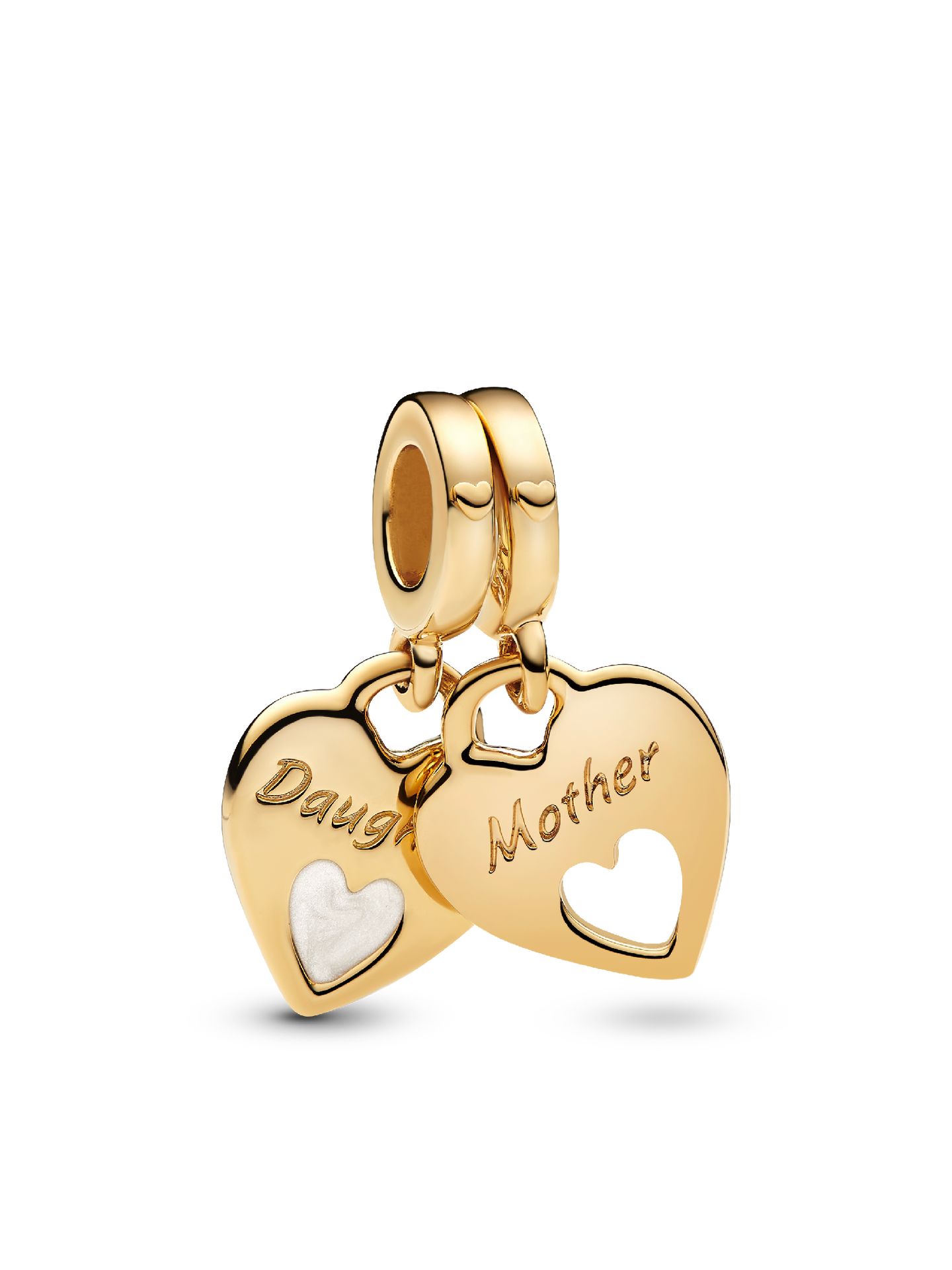Женский шарм Pandora Double Heart Split Dangle Charm, Gold plated, цвет: Позолоченный
