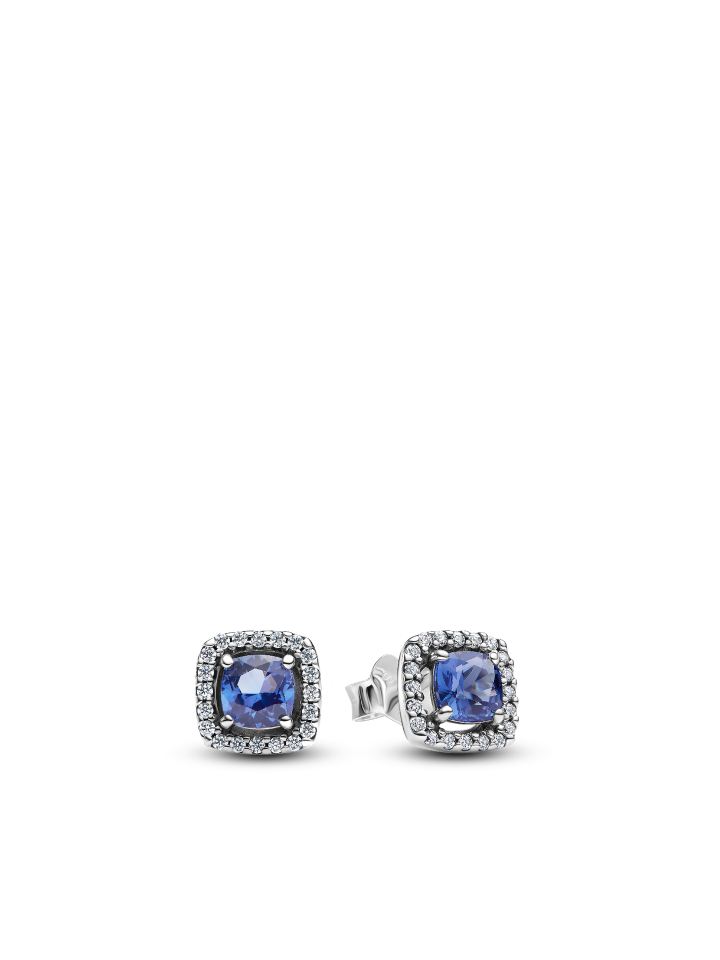 Женские серьги Pandora Sparkling Square Blue Halo, цвет: Серебро — фото 1