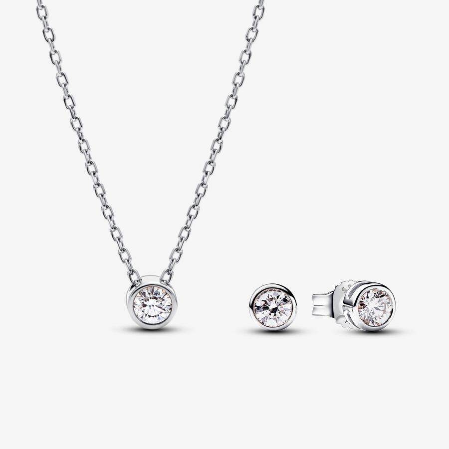 Pandora Era Bezel Lab-grown Diamond Pendant Necklace and Earrings set 0.45 carat tw Sterling Silver image number 0