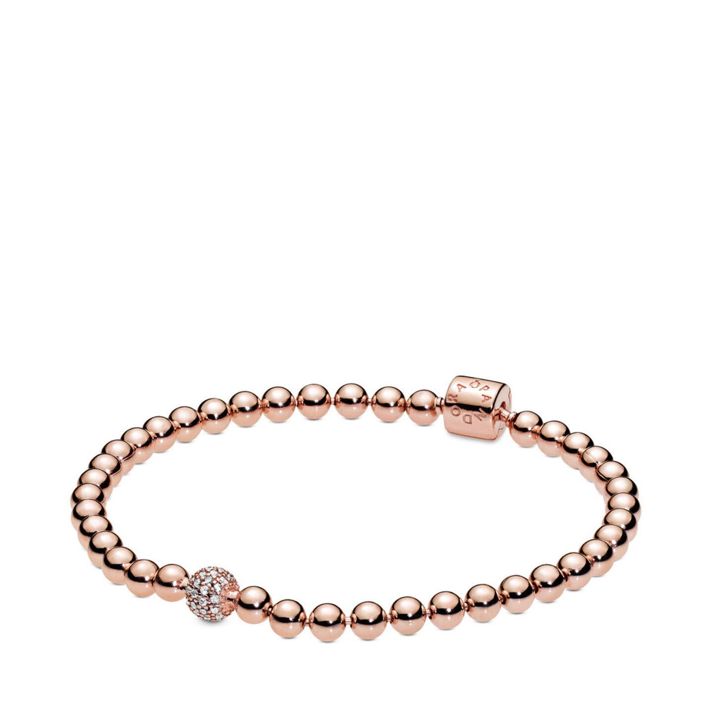 Женский браслет Pandora Beads & Pavé, Rose gold plated, цвет: Покрытие розовым золотом — фото 2