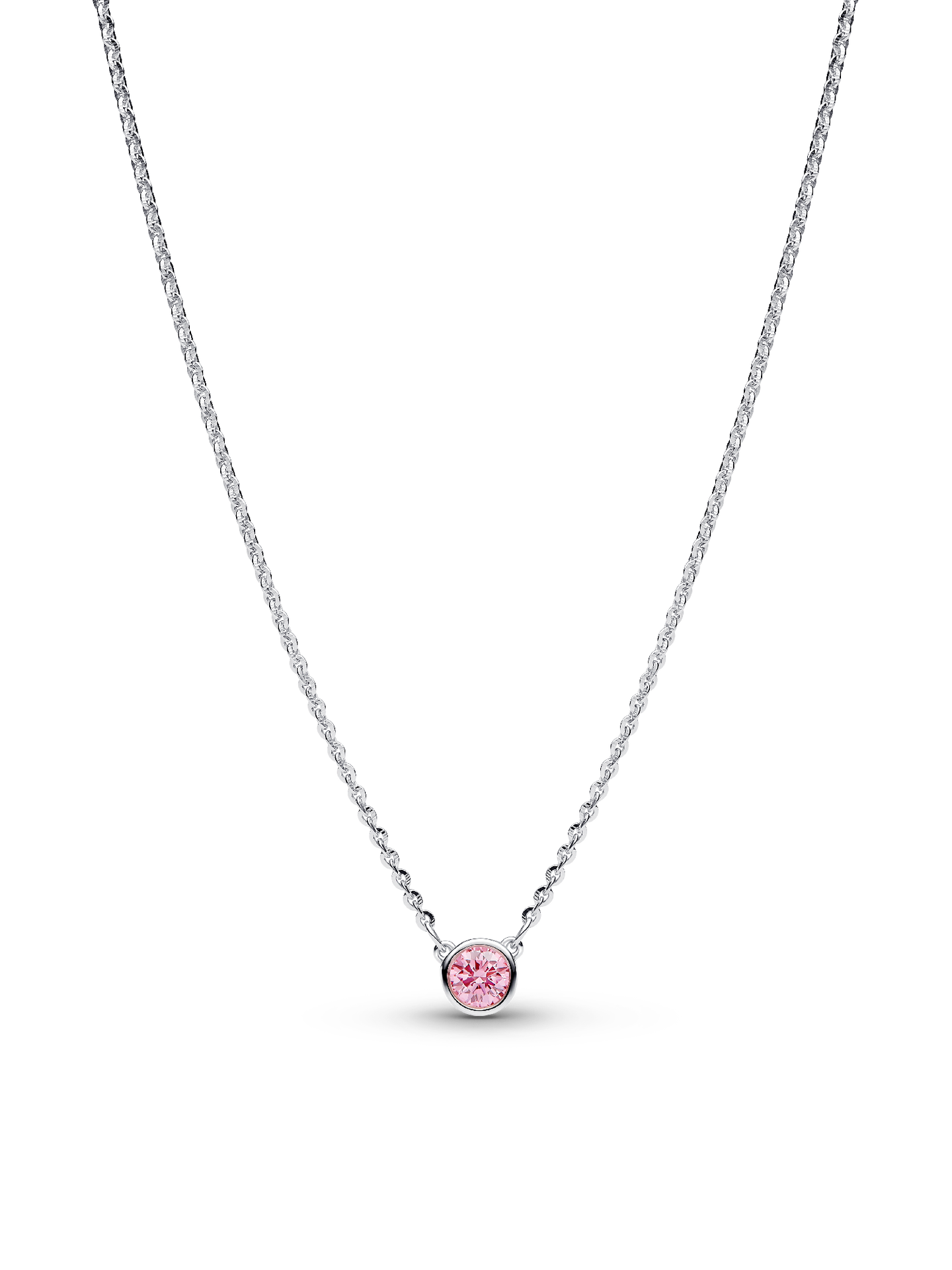 Женское колье Pandora Era Bezel Sterling Silver Pink Lab-grown Diamond Pendant, цвет: Серебро