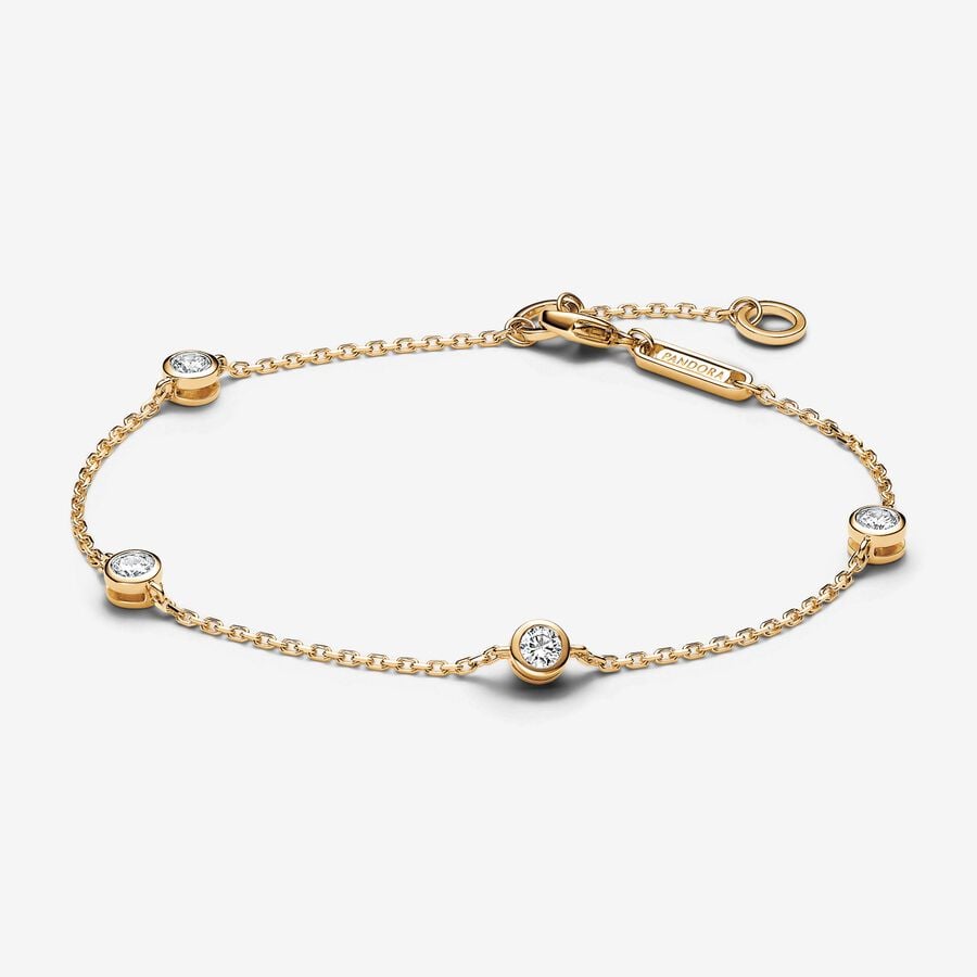 Pandora Era Bezel Lab-grown Diamond Station Chain Bracelet 0.40 carat tw 14k Gold image number 0