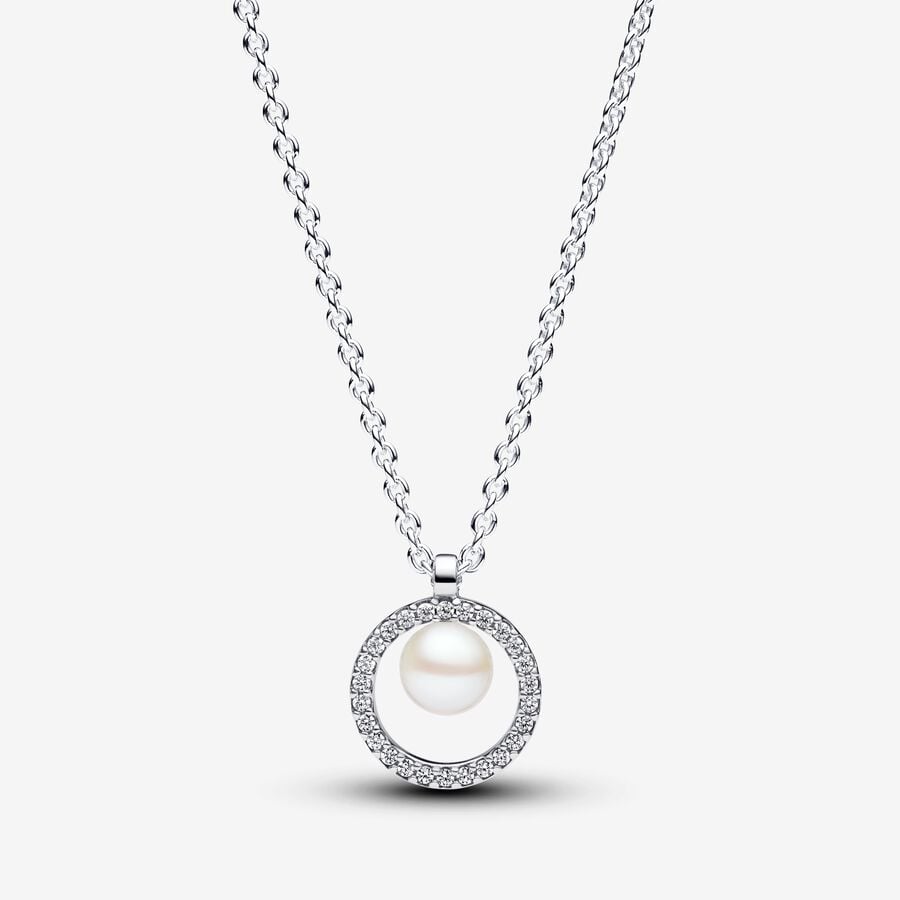 Treated Freshwater Cultured Pearl & Pavé Collier Necklace image number 0