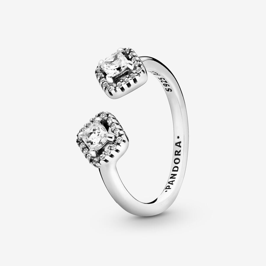 Conscious boundary neighbor Square Sparkle Open Ring | Sterling silver | Pandora US