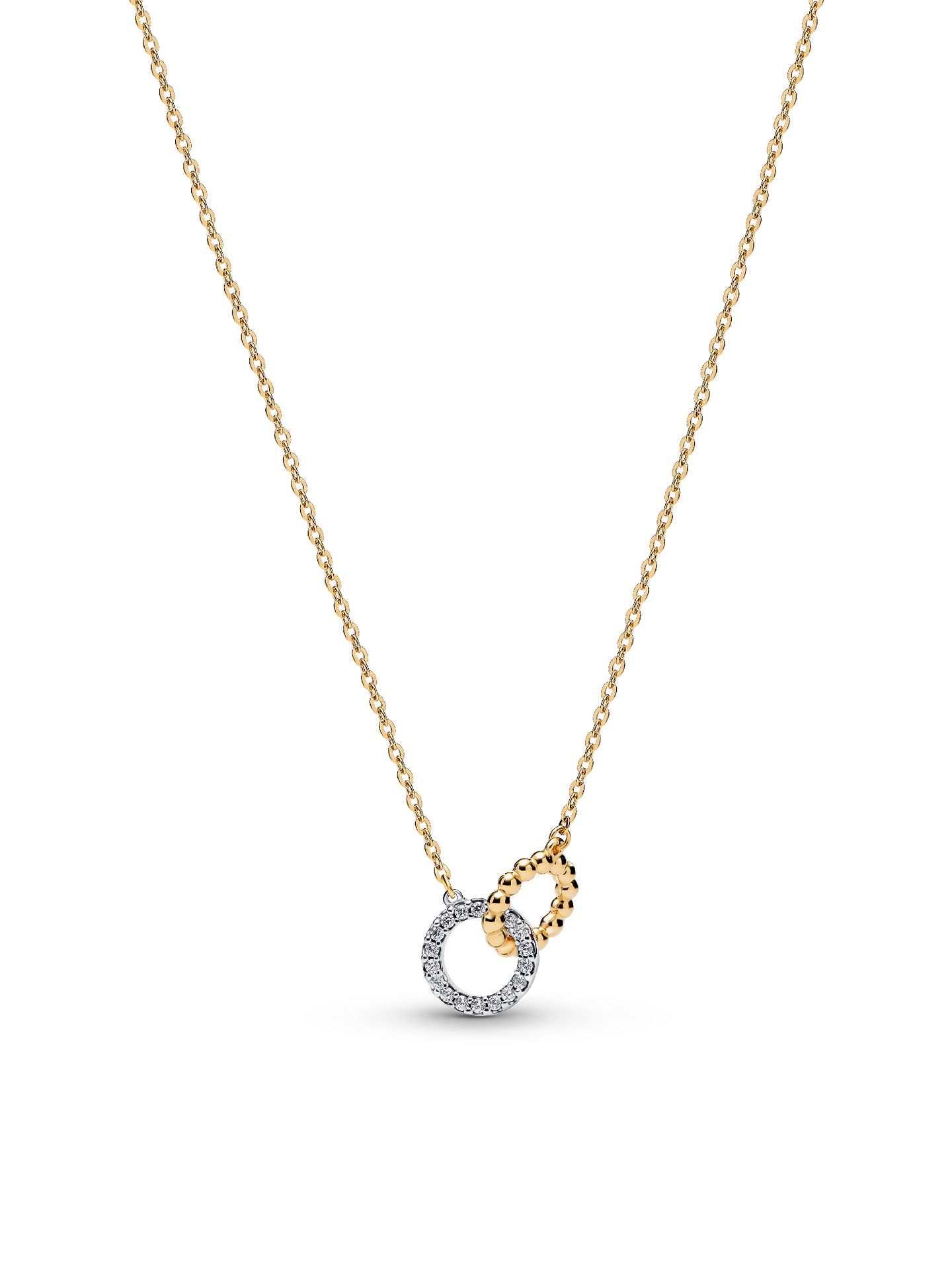 Женское колье Pandora Beads & Pavé Interlocking Circles, цвет: Двухцветный — фото 1